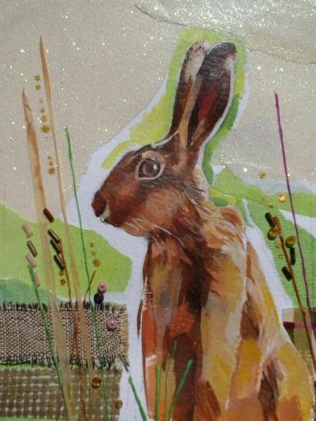 hare in mixed media