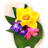 Daffodil, Violets and Azaleas Posy Pin or Hair Clip