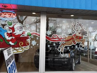 Santa sleigh with flying deer