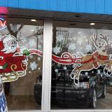 Santa sleigh with flying deer