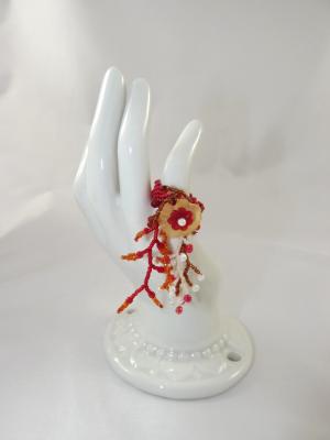R-13 Red Beaded Ring R-13 Red Beaded Ring