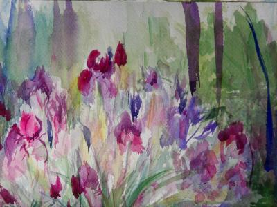 Iris Garden Watercolor