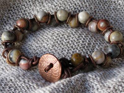 Crazy Lace Agate Leather Bracelet Crazy Lace Agate Leather Bracelet