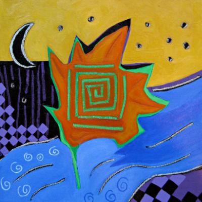 Leaf Maze with River and Moon Leaf Maze with River and Moon