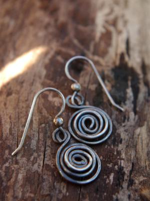 *SOLD OUT* Rustic sterling silver spiral dangles *SOLD OUT* Rustic sterling silver spiral dangles