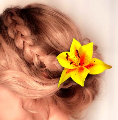Yellow Tiger Lily Hair Clip