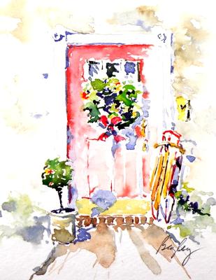 Red Door with Sled Red Door with Sled