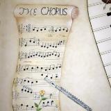 Scroll and flute mural