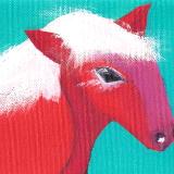 Red Horse Turquoise Background