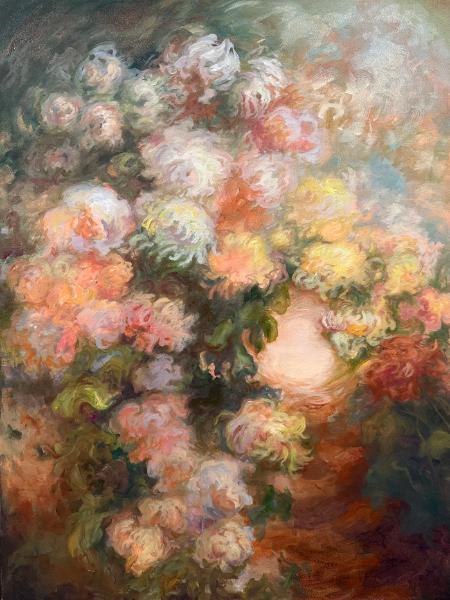 WIP: Symphony of Mums (diptych) #341 30”x40”