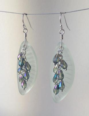 Crystal Cascade Sea Glass Earrings Crystal Cascade Sea Glass Earrings