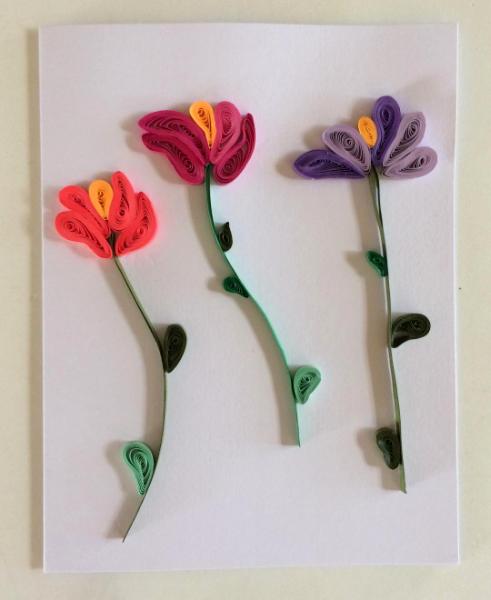 Tulips quilled greeting card