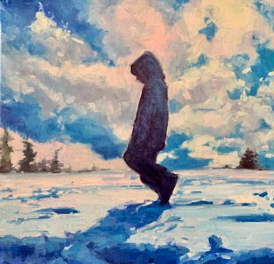 Winter Walk 20x20" oil sold Winter Walk 20x20" oil sold