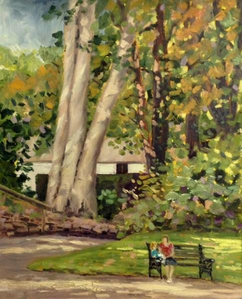 The Beech Trees, Swindon Old Town Gardens, oils, 10x8 ins