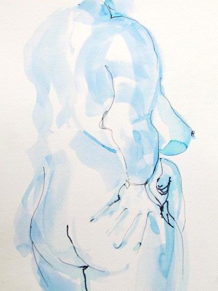 Blue nude  & ink 2