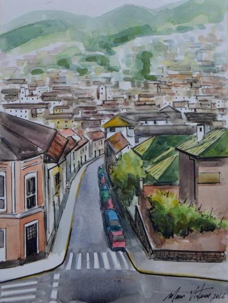 View of the La Tola neighborhood, 30cm x 40cm, 2016