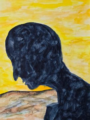 Pondering the nature of transforming into a shadow. © 2026, By Duane Kirby Jensen 9 x 12 watercolor, ink and pen on watercolor p Pondering the nature of transforming into a shadow. © 2026, By Duane Kirby Jensen 9 x 12 watercolor, ink and pen on watercolor p