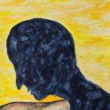 Pondering the nature of transforming into a shadow. © 2026, By Duane Kirby Jensen 9 x 12 watercolor, ink and pen on watercolor p