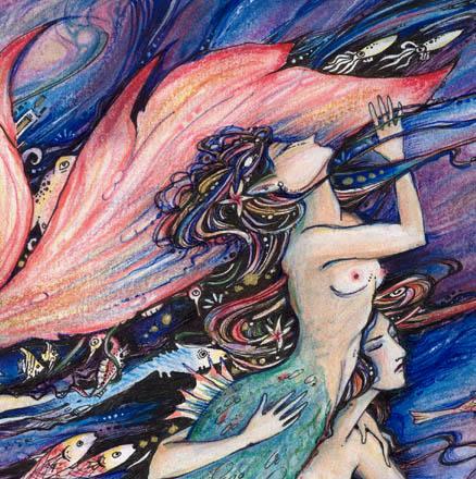 Mermaids original watercolour painting