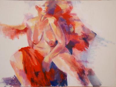 #10 Nude woman, red shawl (SOLD)