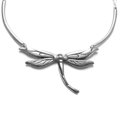 Art Nouveau Dragonfly necklace original artisan design pewter dragonfly  choker