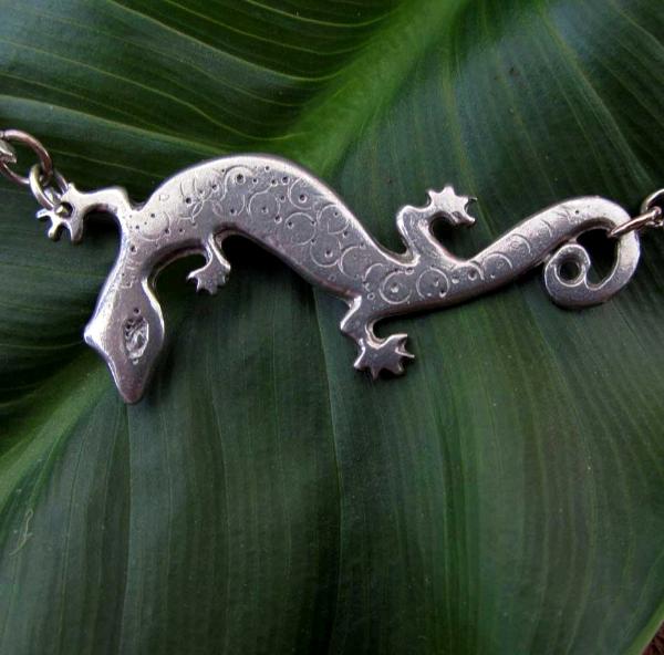 Lizard Gecko Necklace Art Nouveau style lead free pewter SALE