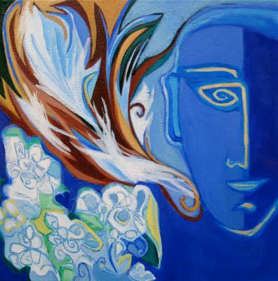 Blue Angel with Hydrangeas