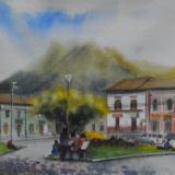 Plein air watercolor painting in the city of San Pablo-ECUADOR, 38cm x 28cm, 2019