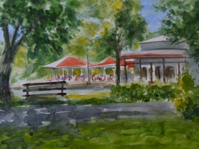 Plein air watercolor painting im Alei park, Giurgiu-ROMANIA, 28cm x 38cm, 2018 (workshop)