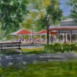 Plein air watercolor painting im Alei park, Giurgiu-ROMANIA, 28cm x 38cm, 2018 (workshop)