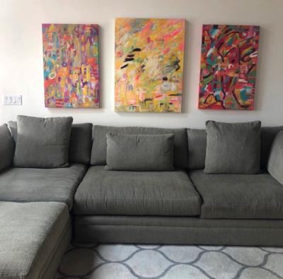 Sold paintings on customers wall Sold paintings on customers wall