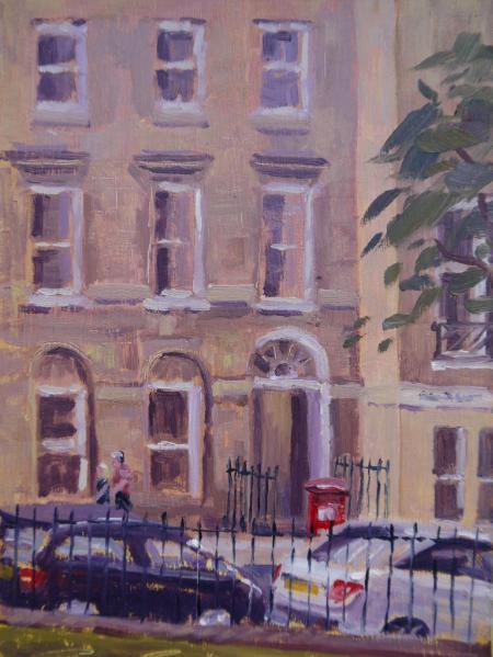 Queens Square, Bath, 7x5 ins, oils