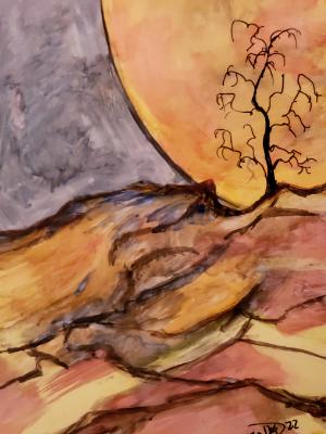 The dancing tree greats the moon. The dancing tree greats the moon.