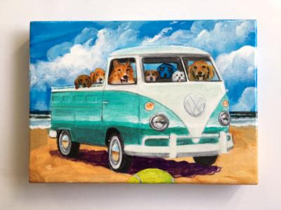 7 DOGS HEAD TO THE BEACH IN A VW TRANSPORTER