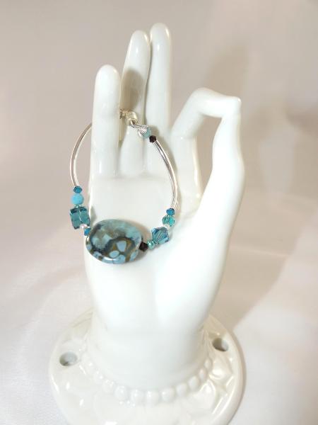 B-114 turquoise & brown Kazuri bead bracelet