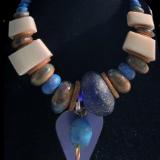 African glass, handmade clay, assorted components