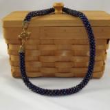 N-34 Oilslick Blue Crocheted Rope Necklace 