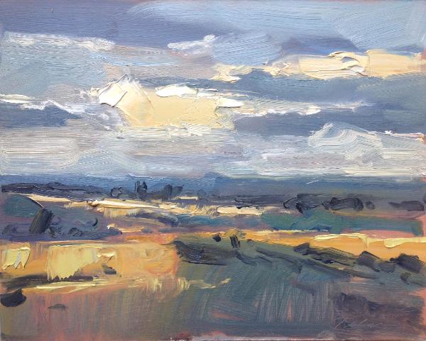 Sunset No 8 from Blunsdon hill 10"x 8" oil on board