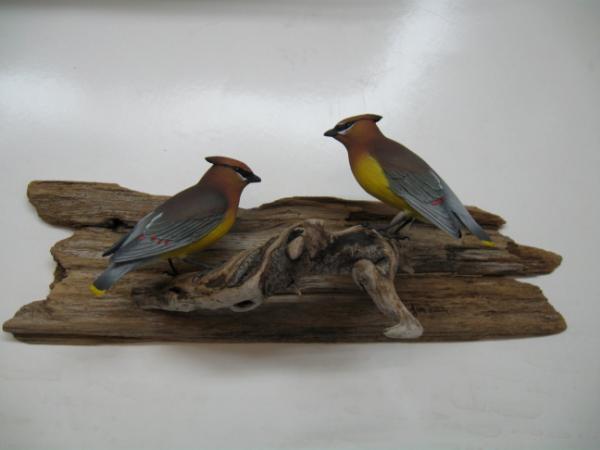 Pair Life size Cedar Waxwings