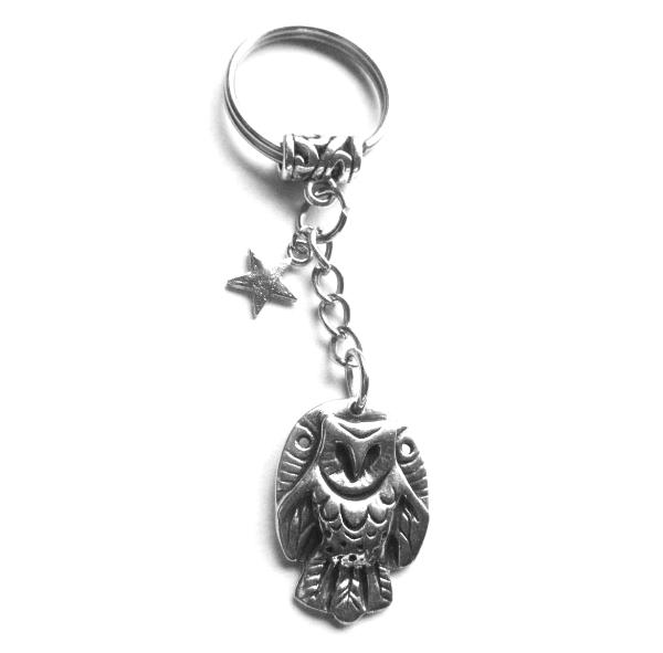 Owl keychain owl keyring original barn owl zipper pull