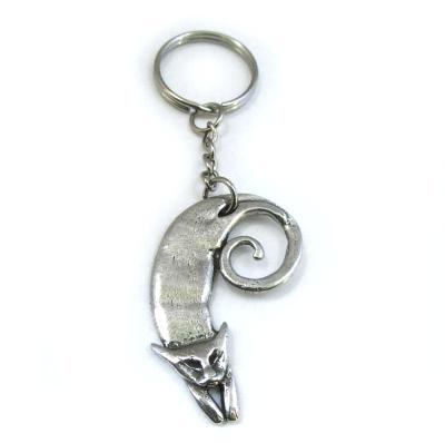 Cat Keyring or Keychain Pewter Cat keyfob or zipper pull