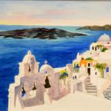 Santorini  ~ Watercolor ~ 18X24 ~ Gift