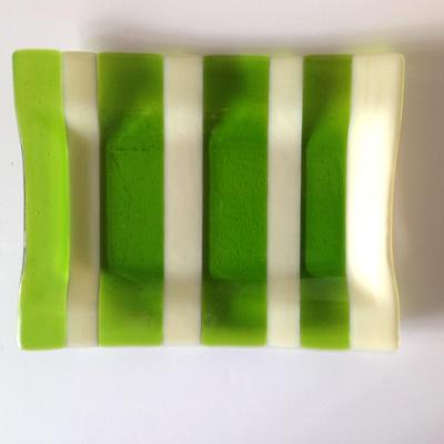 Green and French vanilla stripe platter