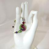 B-106 green & purple Kazuri bead bracelet