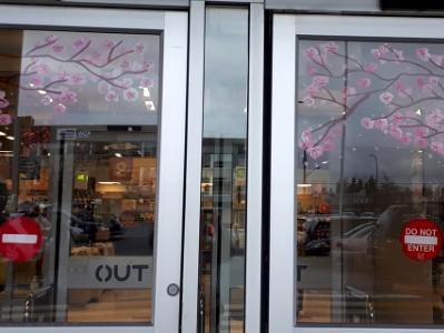 cherry blossoms on doors