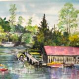 Red Roof Boathouse-Leland Mi. available at the Artisan Gallery Grayling, Michigan