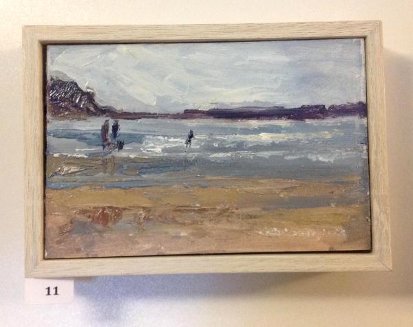 No.11. Playing in the Sea, oils, 6x4 ins