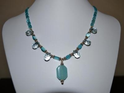 Aquamarine Quartz and Turquoise Cats Eye Necklace