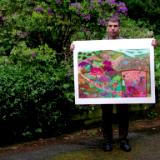 Holding "Plum Orchard" drawing