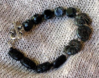 Black Lava and Glass Bracelet Black Lava and Glass Bracelet